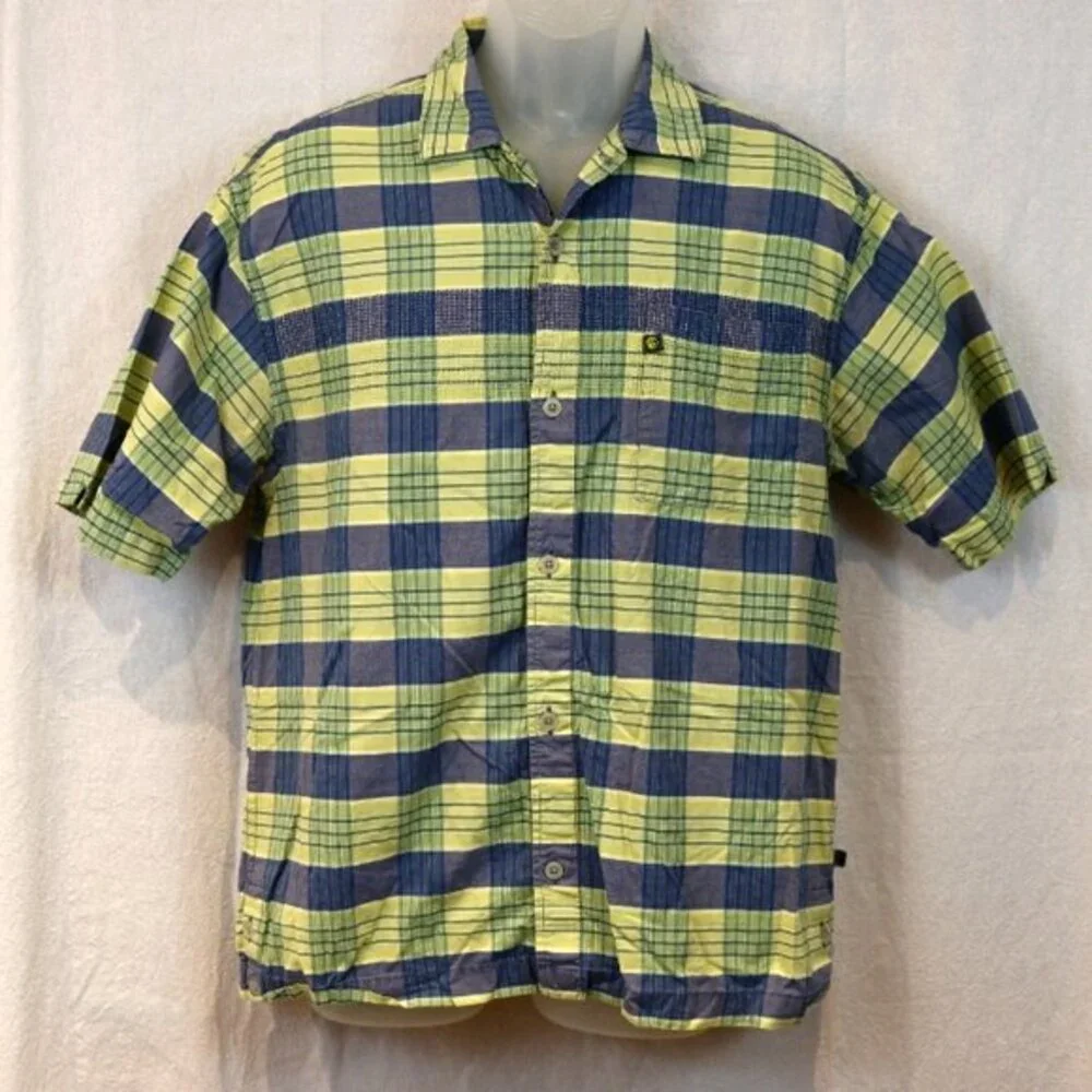 The North Face A5 Series Green Plaid Short-Sleeve Hiking Shirt Medium